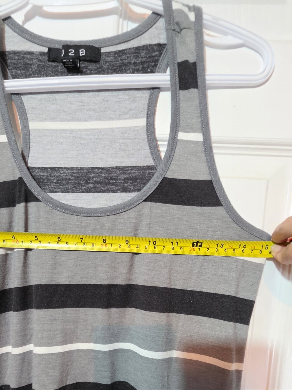 Striped Racerback High-Low Dress - Gray/Black - Picture 5 of 8